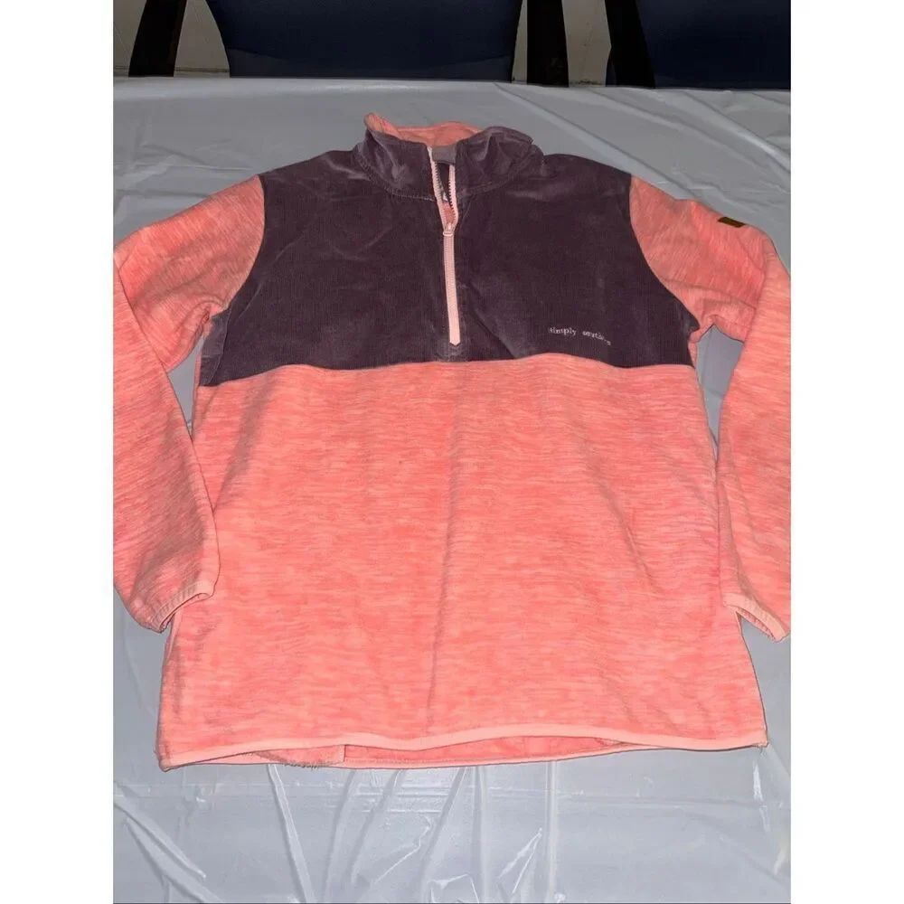 Simply SouthernโCoral and Purple Colored Quarter Zip Pullover Size Large